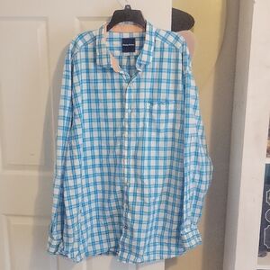 Tommy Bahama Sz3XT 100% Pima Cotton Checkered Men's Long Sleeve Collared Shirt